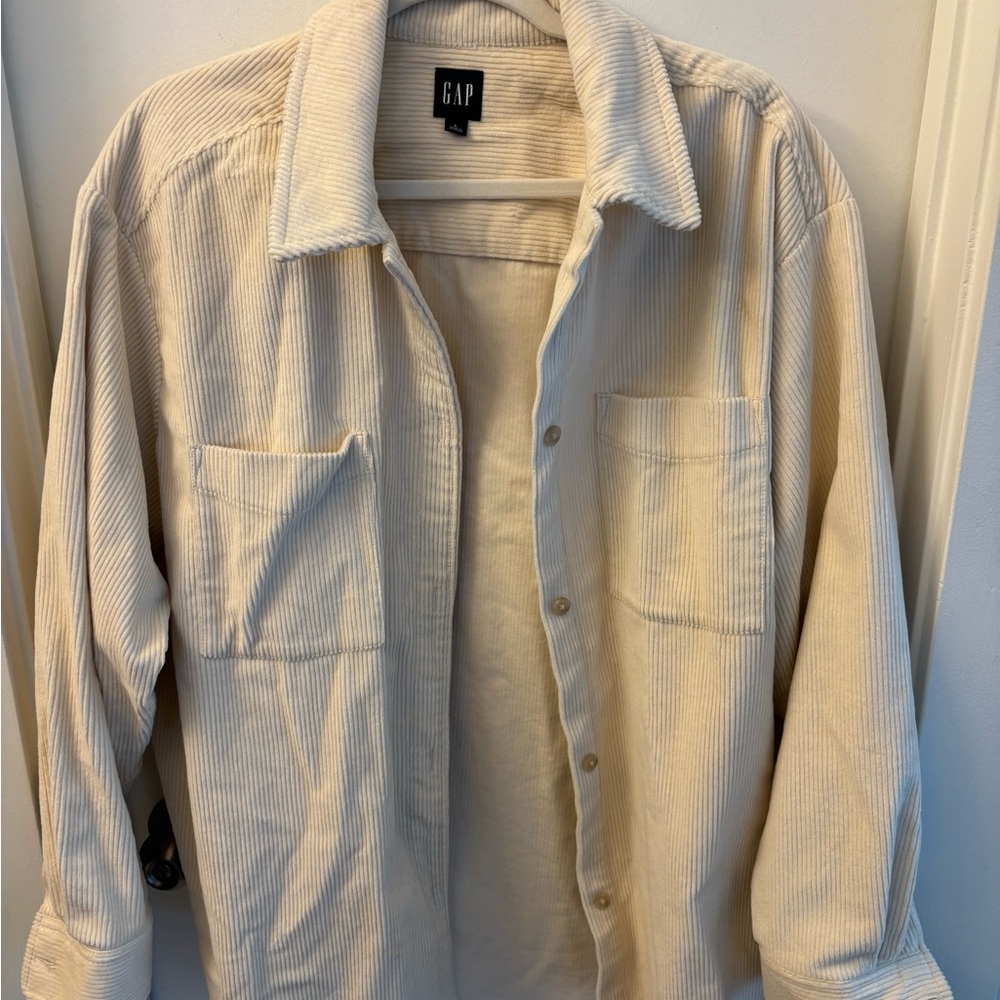GAP Oversized Beige Corduroy Shirt Jacket